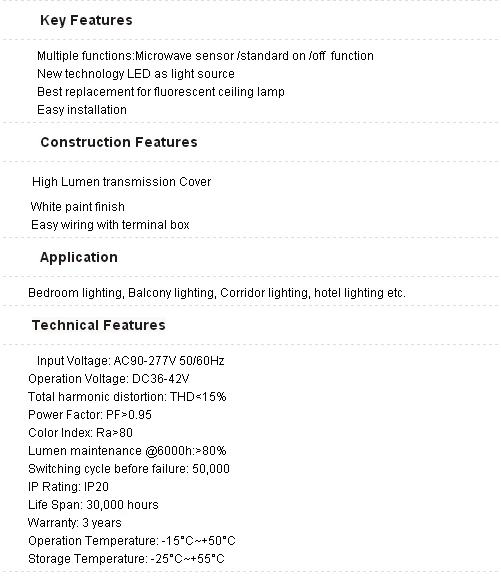 Top rated CCT 3000-6500K Microwave Sensor Led Ceiling Lights Top rated CCT 3000-6500K Microwave Sensor Led Ceiling Lights