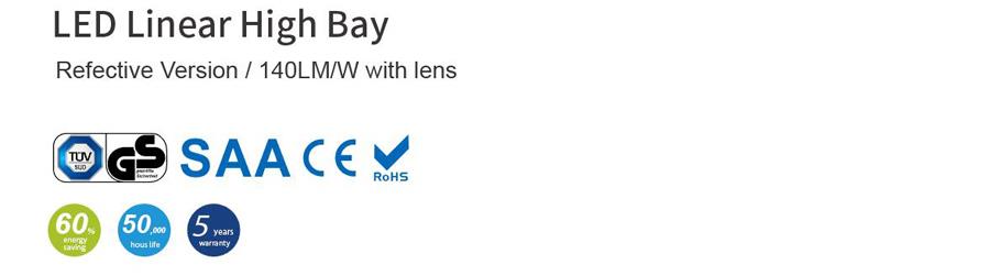 30/60/90/120/DLR25 viewing angle rated power 80-300W led linear High Bay Hight Bay Refectiv Version EU
