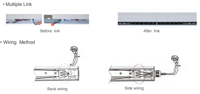 End or rear cable entry Linear light AC100-277V