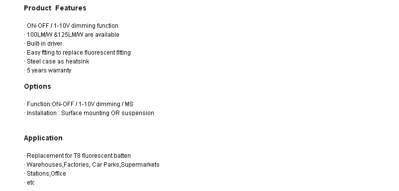 Cheap Led Batten 10000 lumens for warehouse Project
