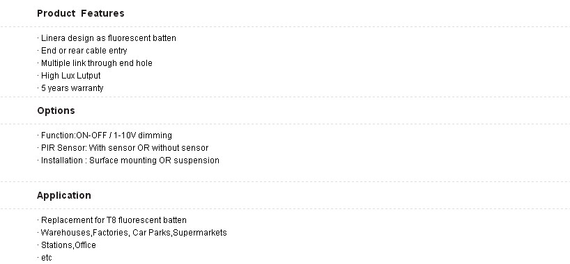 Surface mounting or suspension 80 Degree Led Tube Linear Light