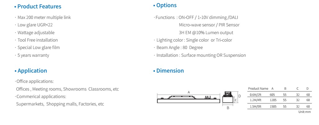 140lm/w Emergency Module LED Trunk Linear System