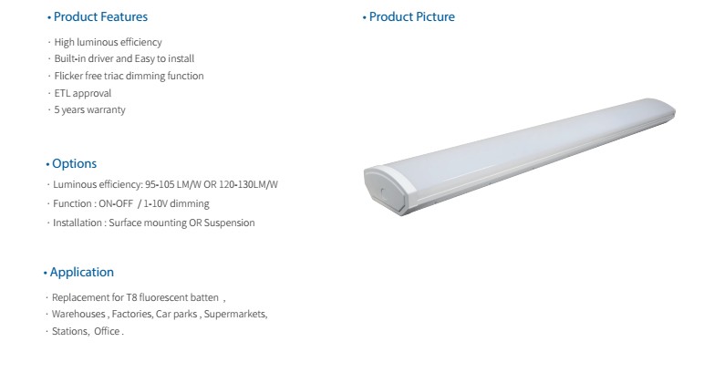 150mm width 4ft 5ft Led General Batten