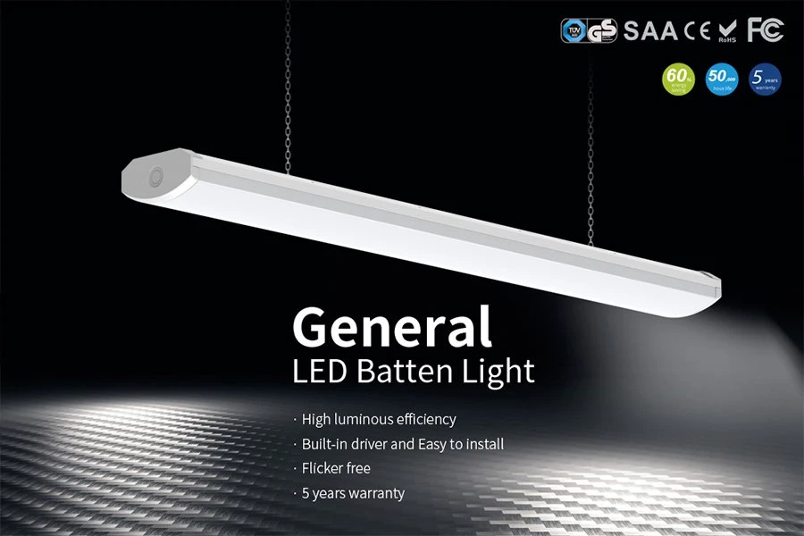 TUV 2ft 4ft 5ft 6ft LED batten light with 1-10v dimming